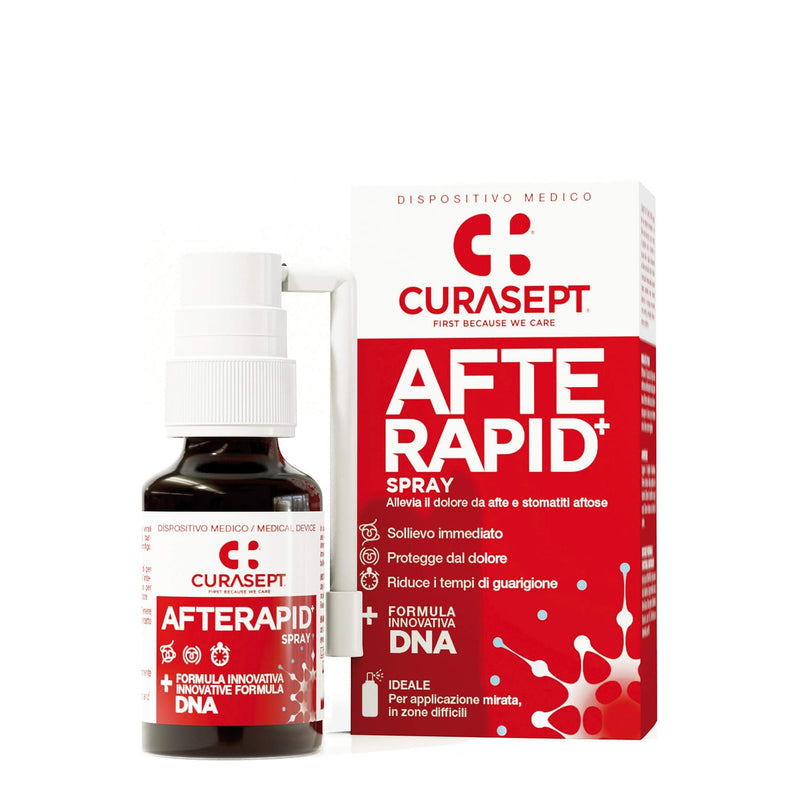 Curasept Afterapid+ DNA sāpju mazinošs sprejs smaganām un čūlām, 15 ml