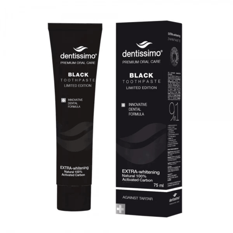 Dentissimo Extra Whitening” balinošā zobu pasta ar aktivētu ogli un E vitamīnu, 75 ml