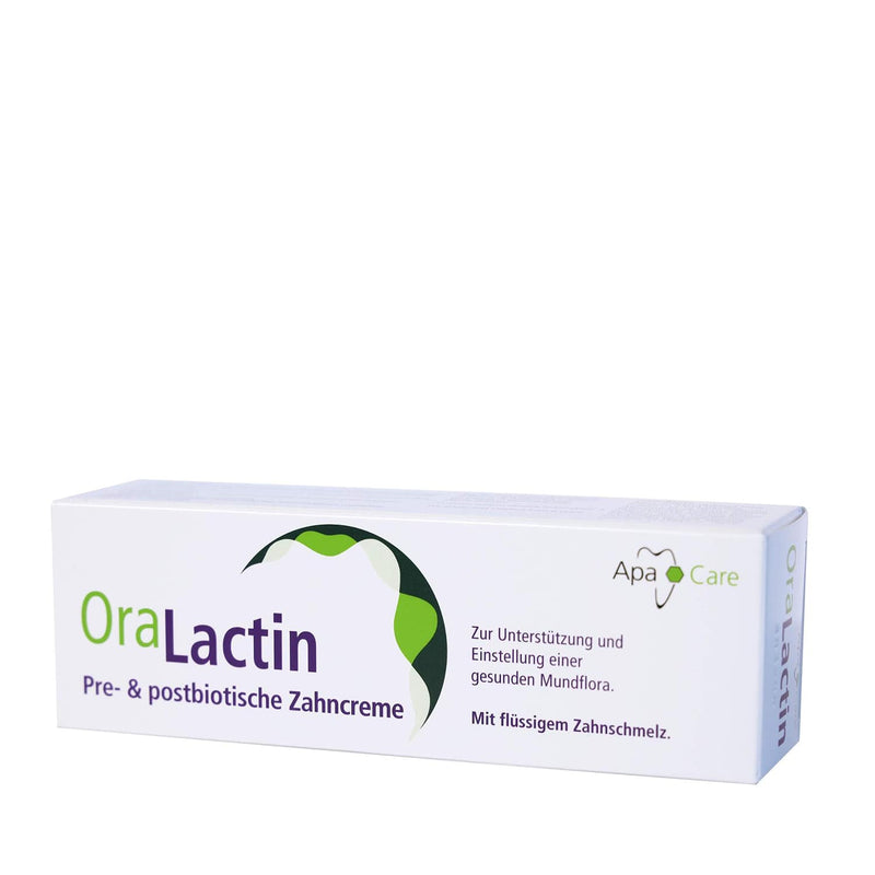 Apacare OraLactin zobu pasta ar pre un postbiotikām iepakojums