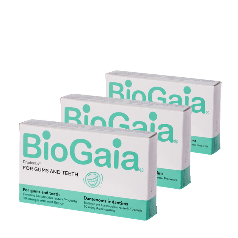 3 iepakojumi BioGaia ProDentis ar mutes dobuma probiotikām